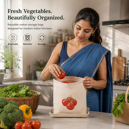 Reusable Cotton Vegetable Bags (Set of 10)