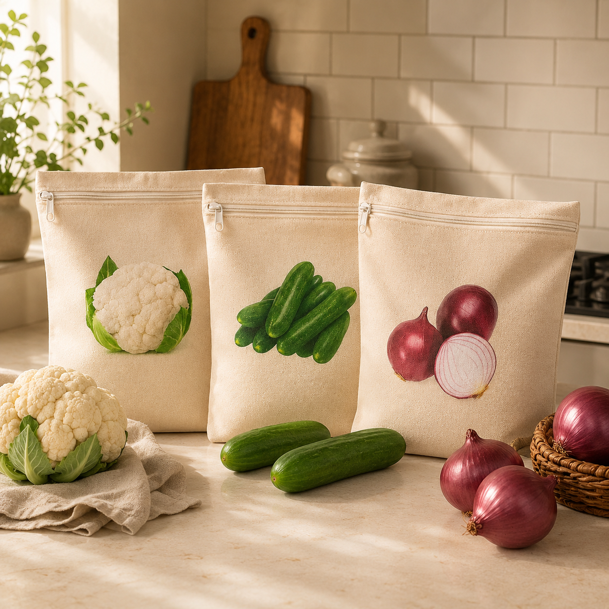 Reusable Cotton Vegetable Bags (Set of 10)